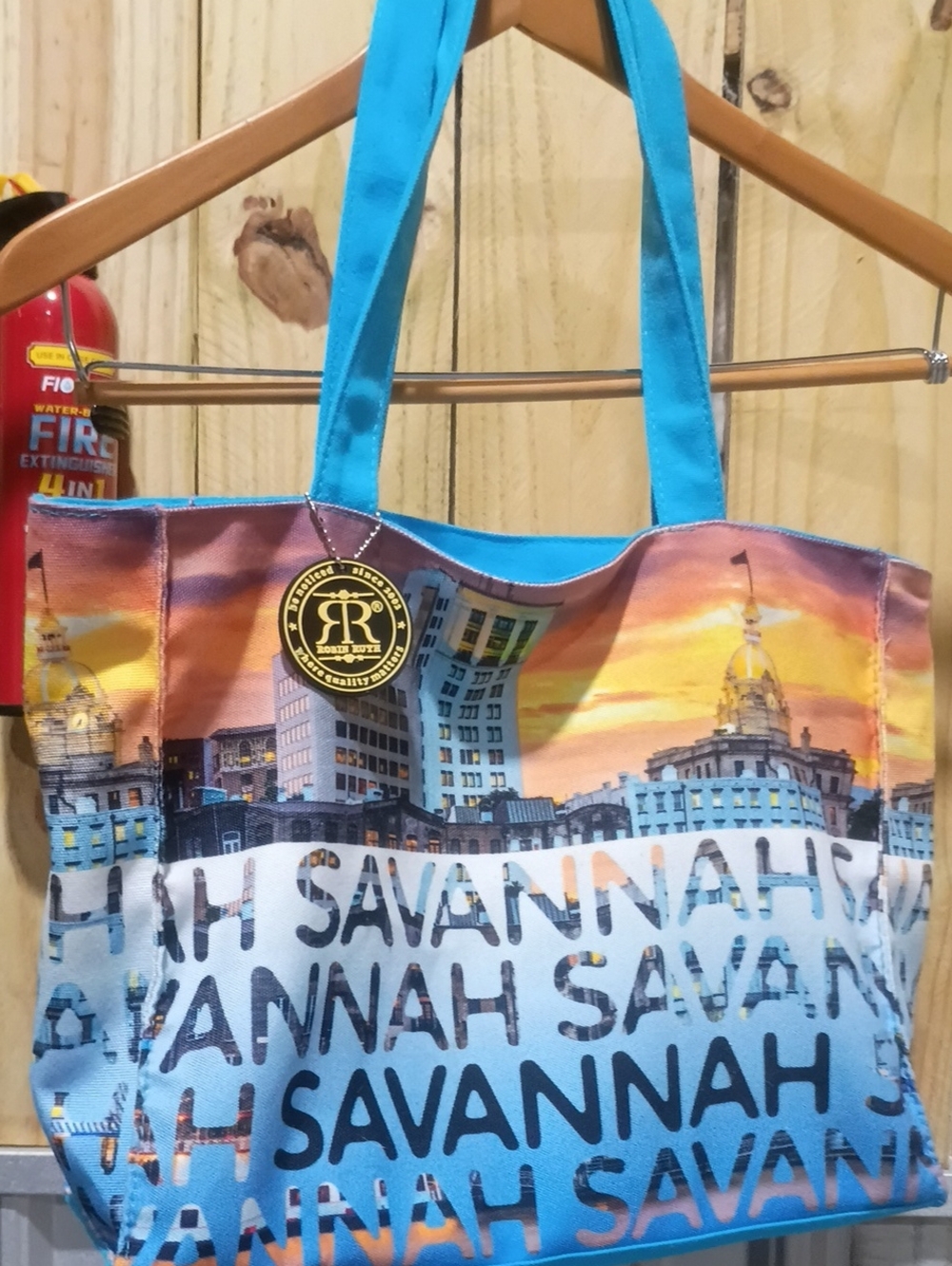 Robin Ruth Turquoise and Multicolor Savannah Cityscape Tote